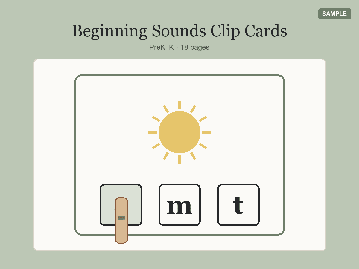 Beginning Sounds Clip Cards