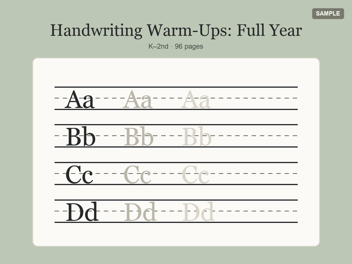 Handwriting Warm-Ups: Full Year